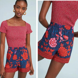 Anthropologie Ett:twa Wynnewood Printed High-Rise Shorts elastic 27365